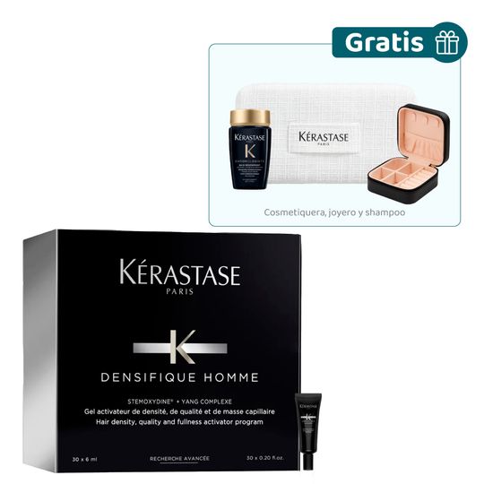 Kit Triple Bonus: Tratamiento Densifique Hombre Engrosador Cabello + Gratis Cosmetiquera + Gratis Shampoo Chrono + Gratis Joyero - Kérastase